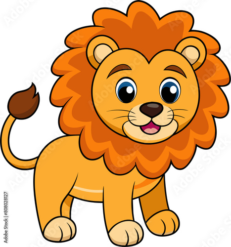 Cute Kawaii Cheerful Lion Icon