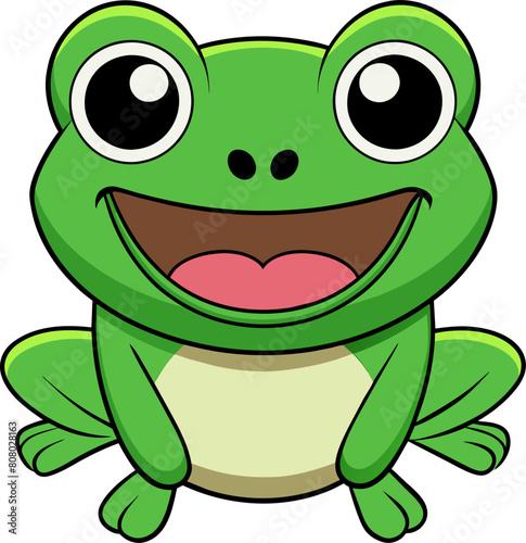 Cute Kawaii Delighted Frog Icon