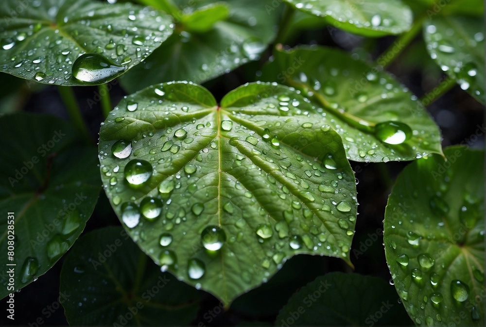 Close-up of Water Droplets on Leaves Close-up of Water Droplets on Leaves