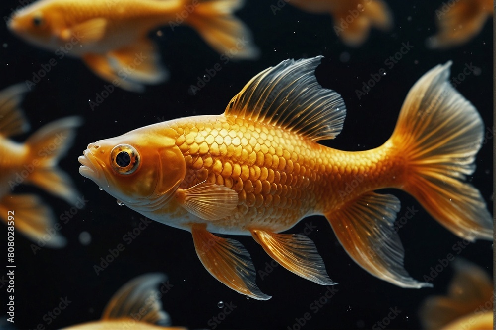 Goldfish with Long Transparent Gold Tail and Fins Goldfish with Long Transparent Gold Tail and Fins
