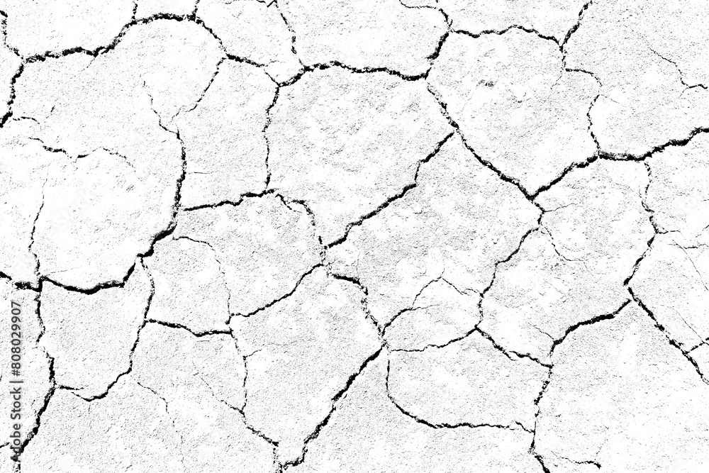 Texture soil dry crack background pattern of drought lack of water of nature white black old broken.
