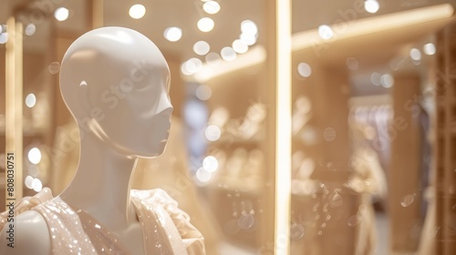 Woman mannequin on shelf with mirror generative ai