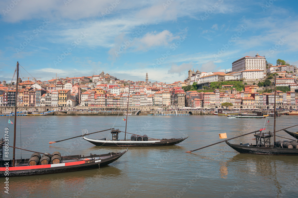 Scenic view of Porto historic waterfront and Douro river during daytime