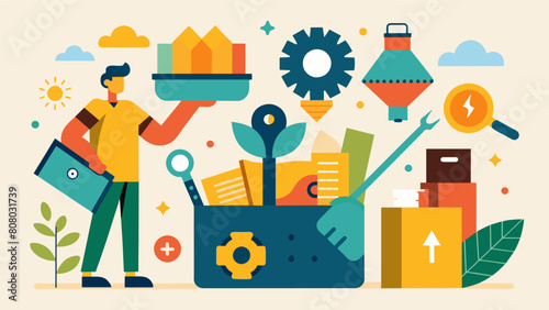 Doityourselfers rejoice This designated upcycling zone is your ultimate treasure trove of potential projects.. Vector illustration