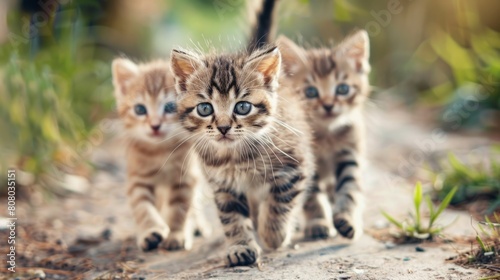 kittens walking outdoors generative ai