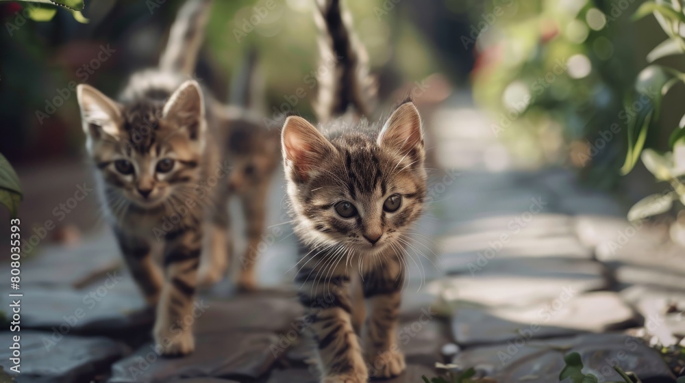 kittens walking outdoors generative ai kittens walking outdoors generative ai