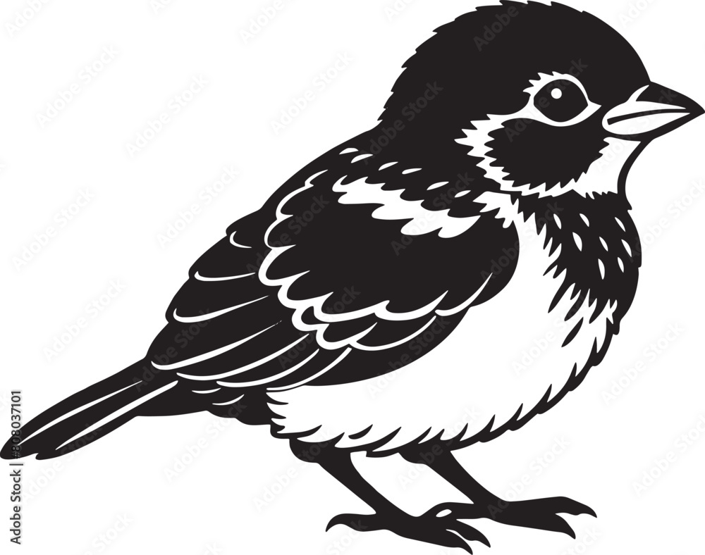 Sparrow - black and white vector illustration of a sparrow Sparrow - black and white vector illustration of a sparrow