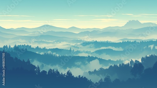 Layers of mist and fog enveloping the landscape in an ethereal shroud of mystery. Amazing anime background