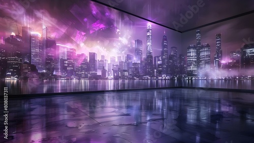 Futuristic cityscape billboard art depicting night scene with advanced advertising vision. Concept Futuristic Cityscape, Billboards, Night Scene, Advanced Advertising, Visionary Art