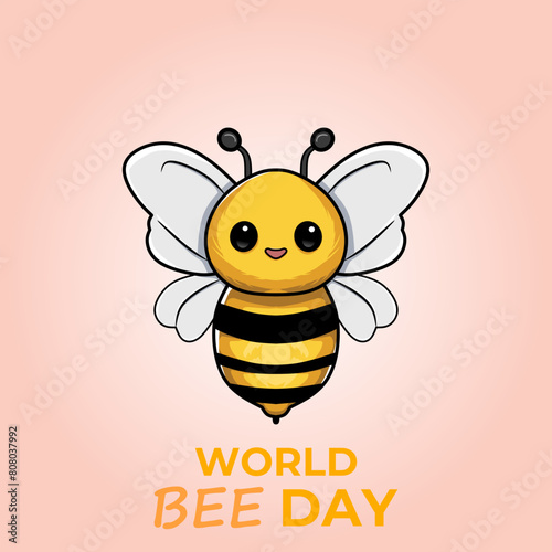 World Bee Day, International Bee Day. Vector illustration template for logo design, banner, poster, flyer, sticker, postcard, etc.