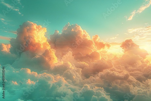  illustration of a beautiful fluffy cloud in the sky at sunset #808038346