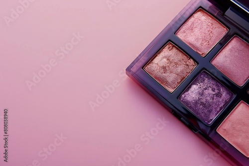 Cosmetic branding, mua and girly concept - Eyeshadow palette on pink background, eye shadows cosmetics product for luxury beauty brand promotion and holiday fashion blog design photo