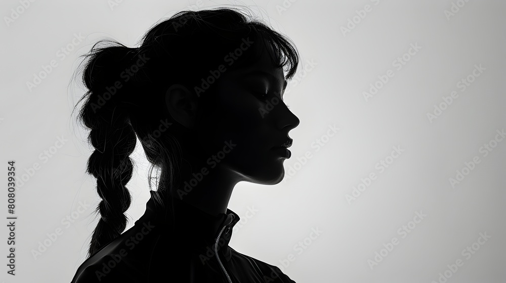 Woman's Silhouette with Braided Hair - Generative AI Woman's Silhouette with Braided Hair - Generative AI