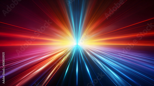 Bright colorful neon rays and glowing lines poster background