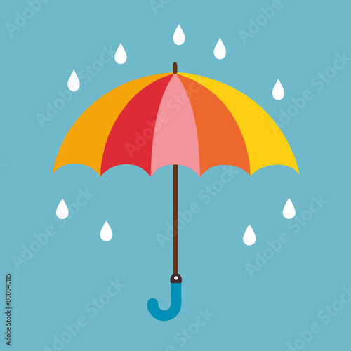 Umbrella and rain drops vector illustration.