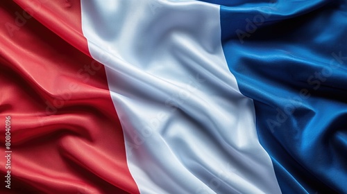 French Flag Close-Up, France National Symbol, Vivid Red, White, and Blue Folds