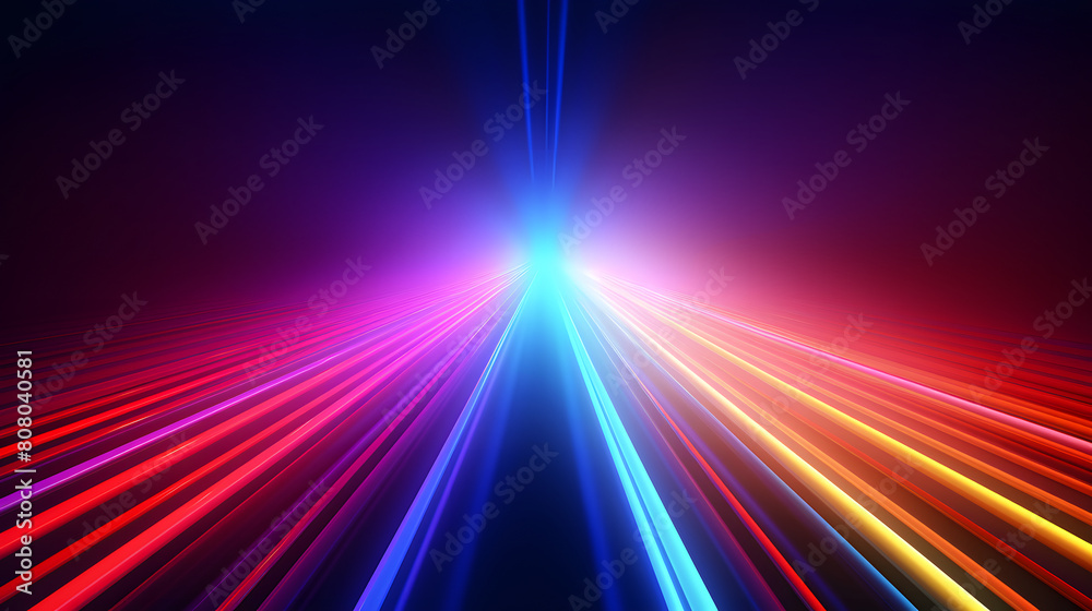 Fototapeta premium Bright colorful neon rays and glowing lines poster background