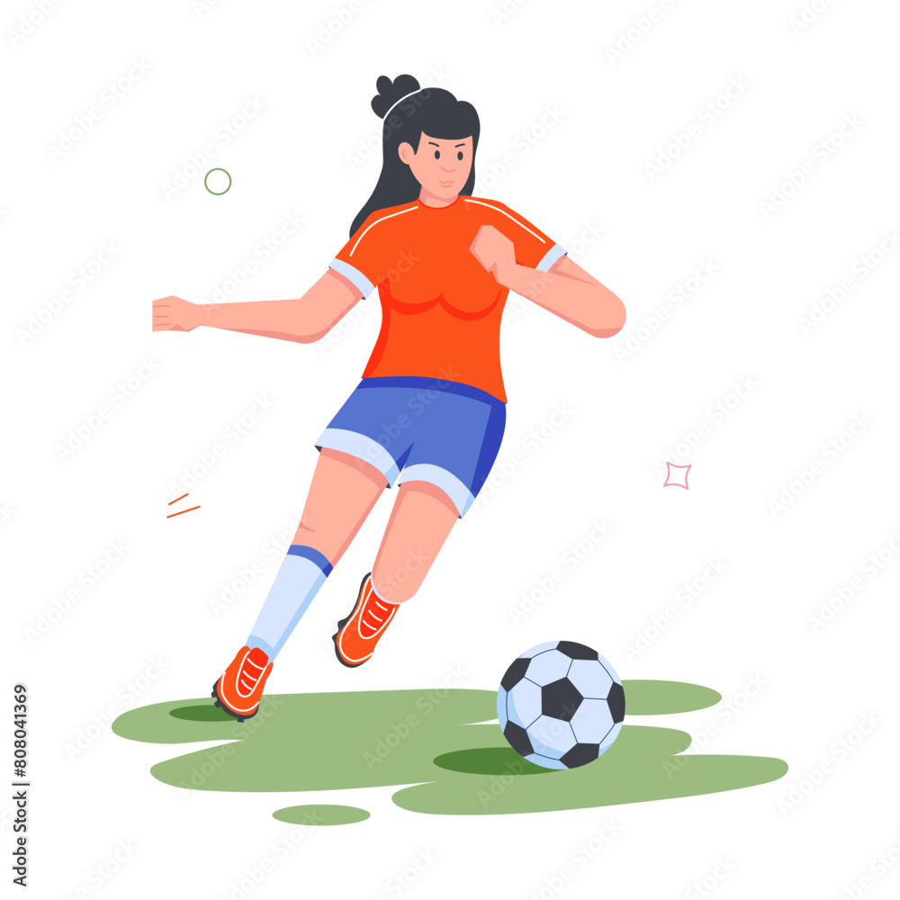 Soccer Players Flat Illustrations
