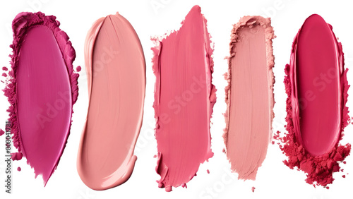 Set of lipstick brush swatch or  cosmetics smear smudge isolated on transparent background