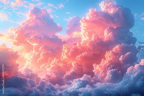 Colorful dramatic sky with cloud at sunset or sunrise, Nature background