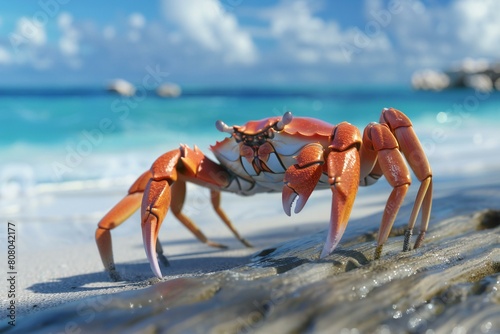 Red crab on the beach, Seychelles, Mahe photo