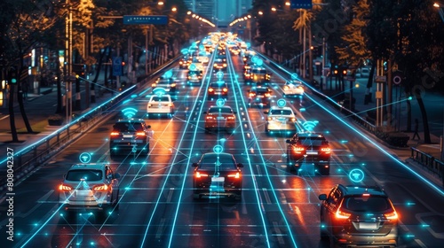 AI-Powered Traffic Management, Traffic monitoring systems, Reinforcement learning networks, Traffic flow visualizations, Smart traffic signals, Traffic prediction algorithms © DarkinStudio
