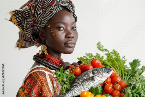 Senegalese ThiÃ©boudienne with barracuda and vegetables photo