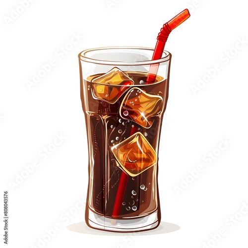a glass of cola clipart is isolated on the white background.