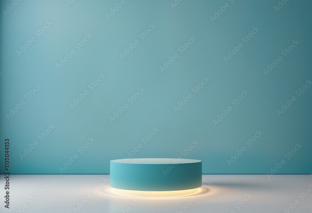 Minimalist geometric podium with clean lines and modern design on a light blue background Minimalist geometric podium with clean lines and modern design on a light blue background