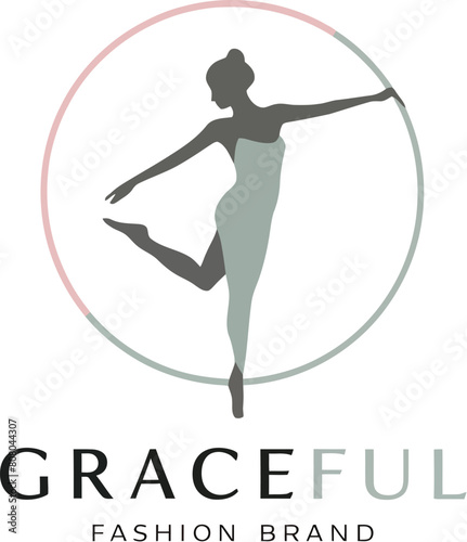 Minimalist emblem logo design for a fashion brand named 'Graceful'