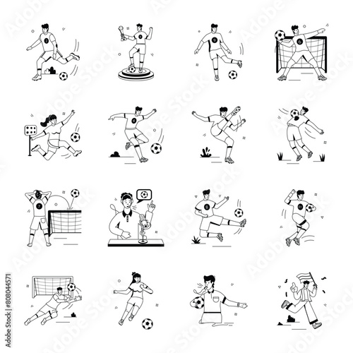 Football Sport Flat Illustrations  