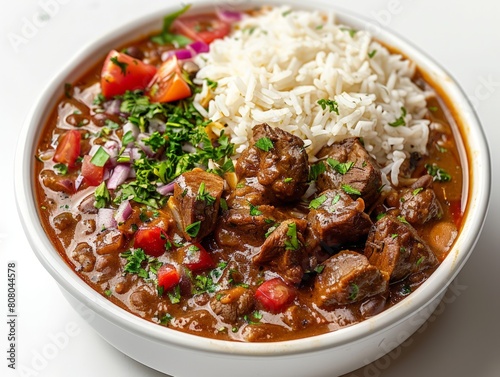 Senegalese Mafe with peanut sauce and lamb photo