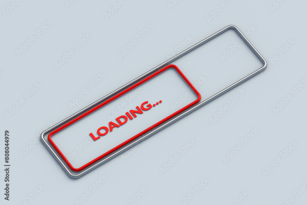 Progress bar made of metallic wire. Loading information. Downloading data. Status indicator. Transferring and receiving a business idea. Website interface. 3d render Progress bar made of metallic wire. Loading information. Downloading data. Status indicator. Transferring and receiving a business idea. Website interface. 3d render