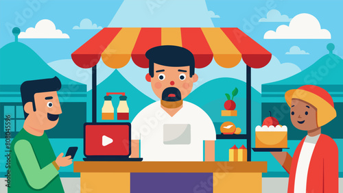 Alongside traditional market goods there are vendors selling emotionally charged videos and images to be used in fearering advertising campaigns..