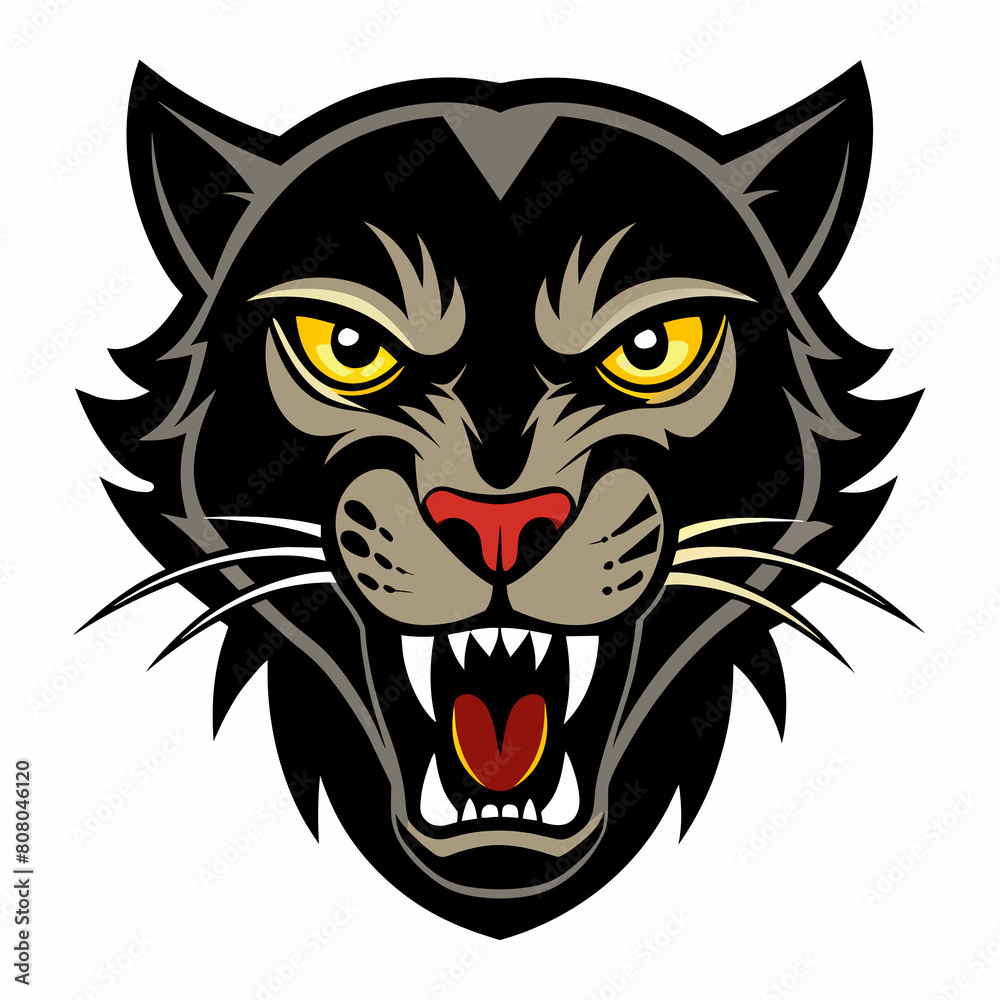 Fototapeta premium Fierce Black Jaguar logo Mascot Clipart illustration
