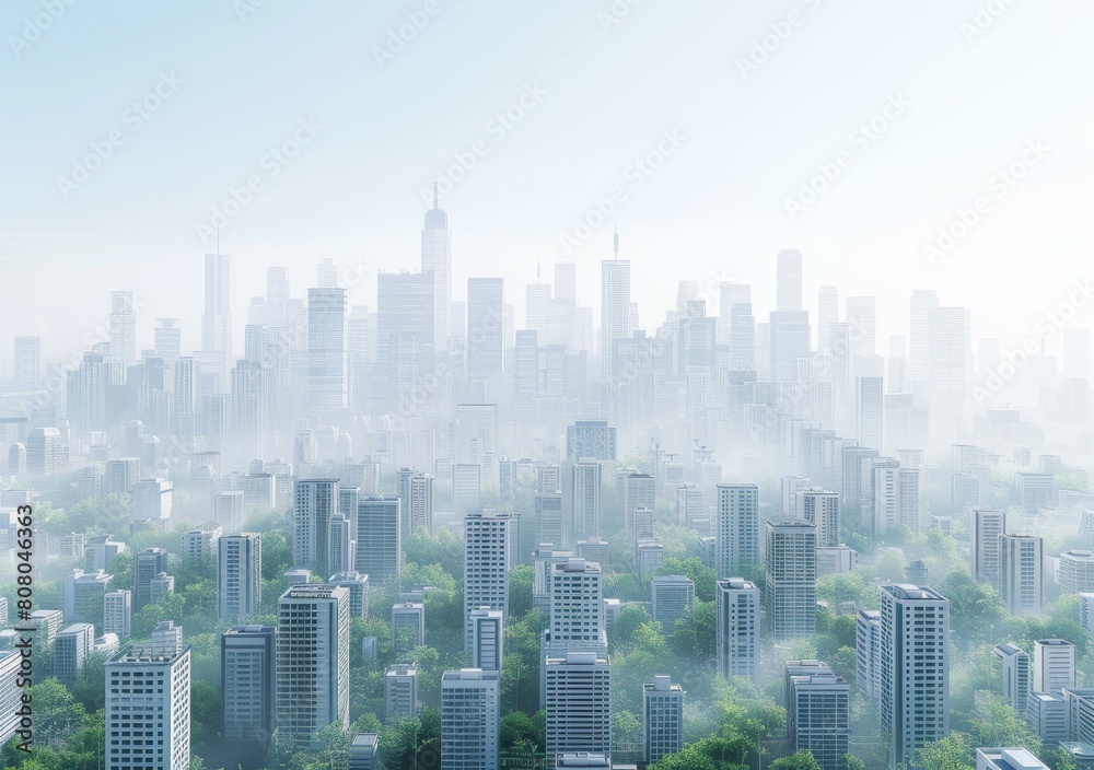 A Metropolis with Greenery and Skyscrapers