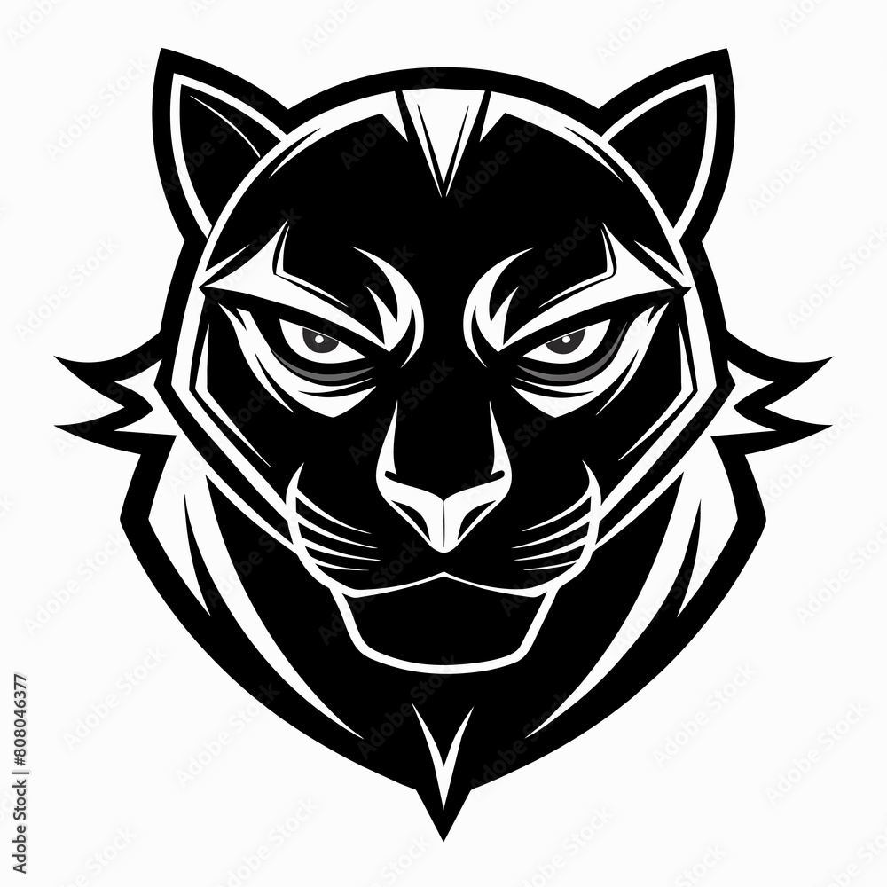 Fierce Black Jaguar logo Mascot Clipart illustration