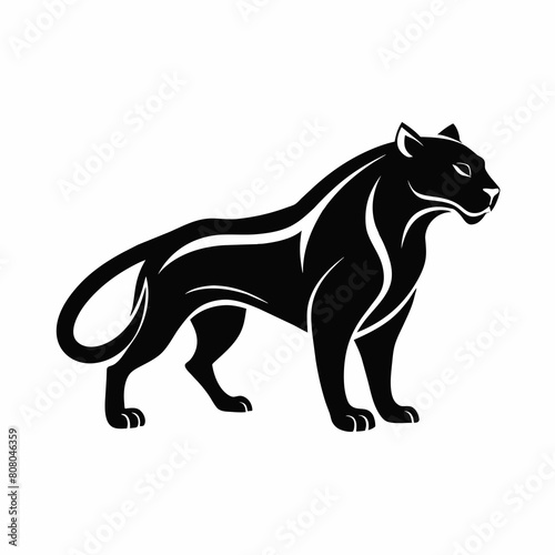 Fierce Black Jaguar logo Mascot Clipart illustration © Sam Creations