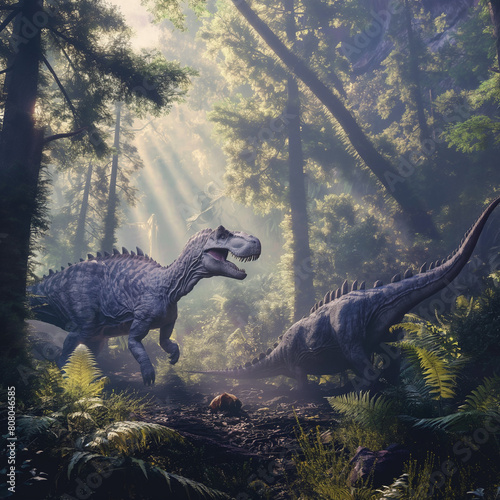dinosaurs in the forest