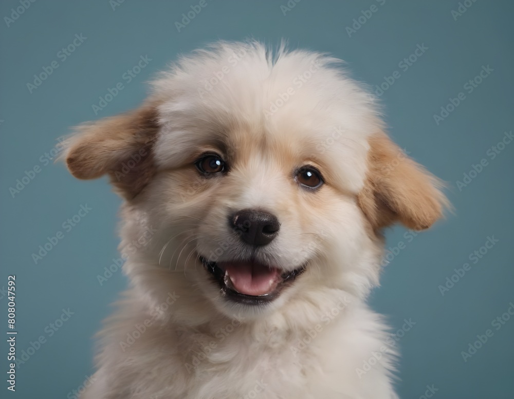 Happy fluffy smiling dog. Pets concept Happy fluffy smiling dog. Pets concept
