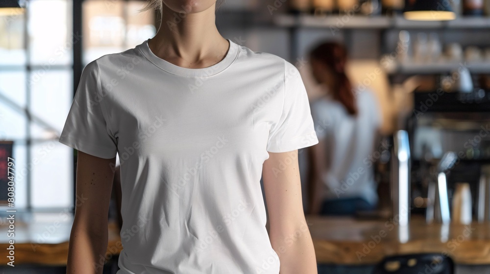 Young Model Shirt Mockup woman wearing white tshirt in coffee shop in daylight Shirt Mockup Templat Young Model Shirt Mockup woman wearing white tshirt in coffee shop in daylight Shirt Mockup Templat