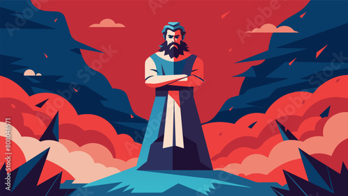 Despite the chaos and turmoil around them the stoics demeanor is unwavering and stoic reflecting their internal strength.. Vector illustration