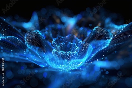 blue glowing flower photo