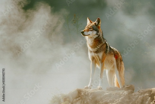 The wolf (Canis lupus) in the fog