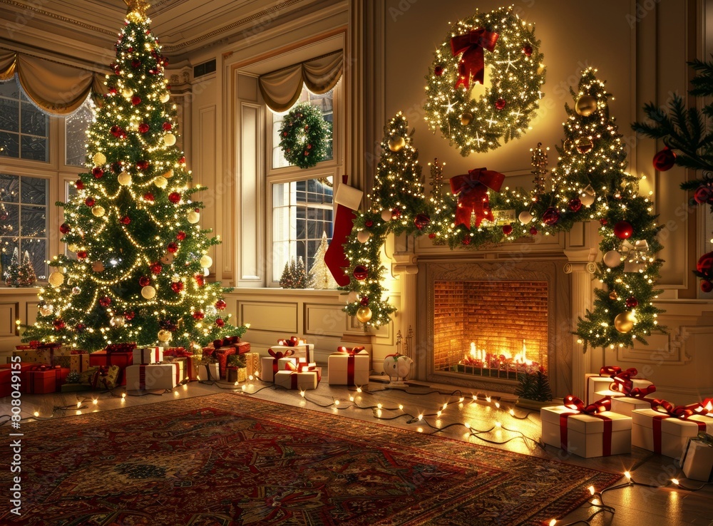 Exquisitely Decorated Christmas Living Room