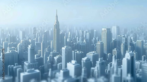 Blue and white cityscape with focus on the Empire State Building