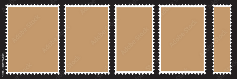 Postage stamp vector icons. Postage stamp set. Mockup postage stamps. Blank postage stamp borders templates