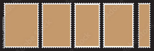 Postage stamp vector icons. Postage stamp set. Mockup postage stamps. Blank postage stamp borders templates