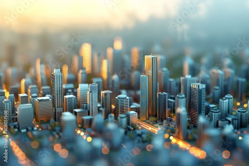 futuristic city with skyscrapers