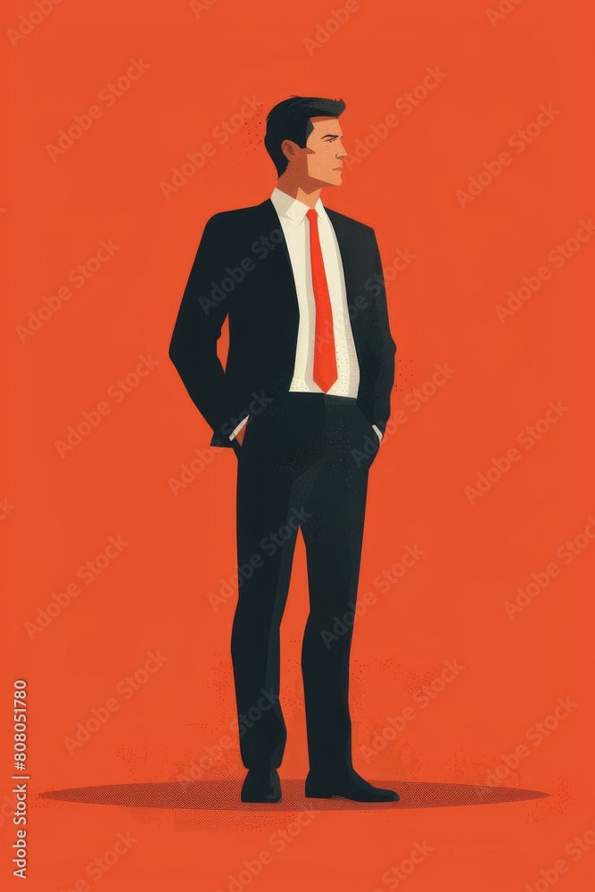 Confident businessman in suit with hands in pockets Confident businessman in suit with hands in pockets